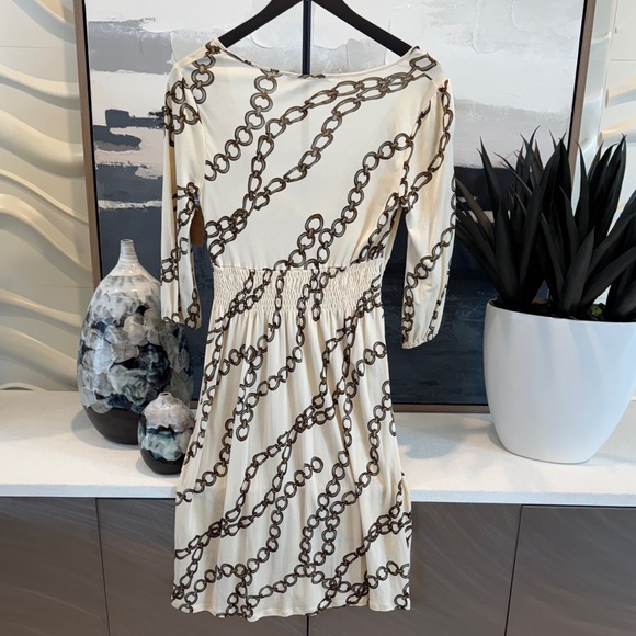 Hale Bob Cream and Black Chain Pattern Midi Dress - Picture 4 of 4